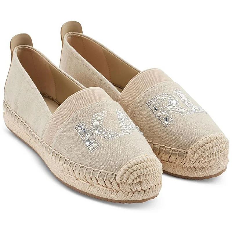 Flats with moccasin style-Karl Lagerfeld Paris Womens Manika Embellished Canvas Espadrilles