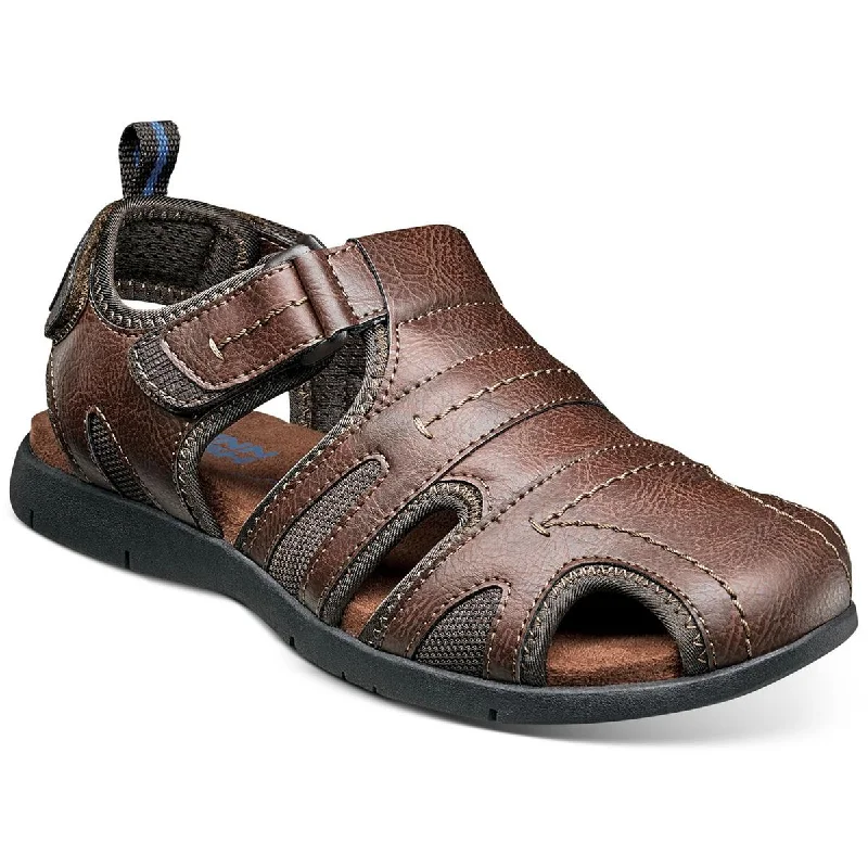 Sandals with adjustable footbeds-Nunn Bush Mens Rio Grande Faux Leather Lightweight Fisherman Sandals