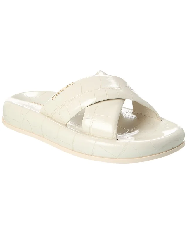 slippers with ventilated fabricFerragamo Dasie Leather Slide