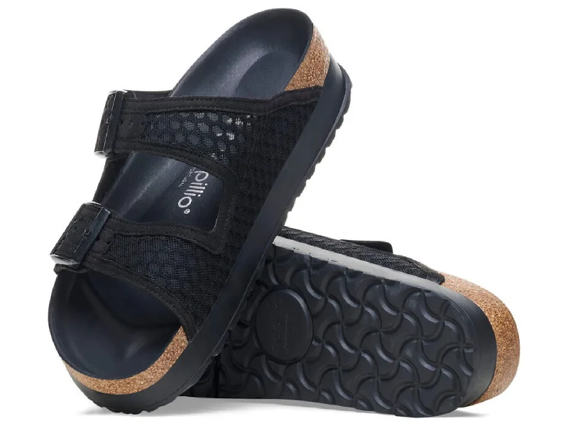 Sandals with grippy heels-Birkenstock: Arizona in Mesh Black