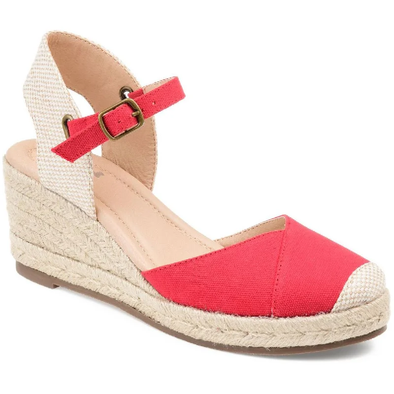 Sandals for luxury getaways-Journee Collection Womens Ashlyn Linen Ankle Strap Wedge Sandals