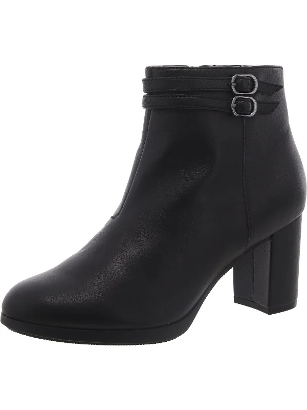 How to style ankle boots with hats-boots for kids-Womens Faux Leather Buckle Ankle Boots