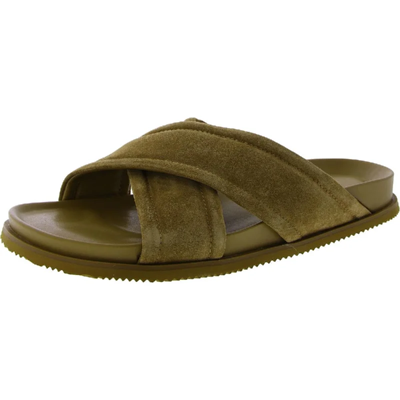 Sandals with reinforced padding-Vince Mens Derek Faux Suede Slip On Slide Sandals