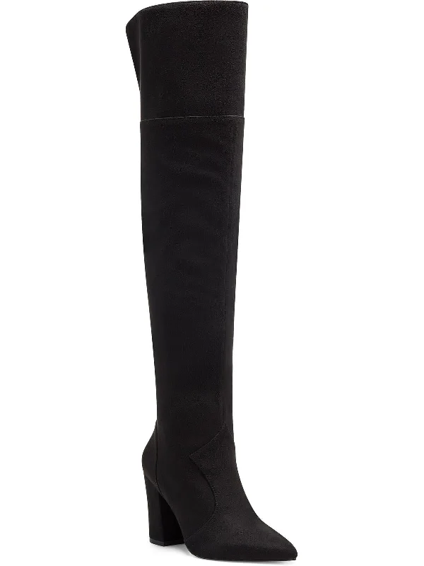 Womens Faux Suede Zipper Over-The-Knee Boots