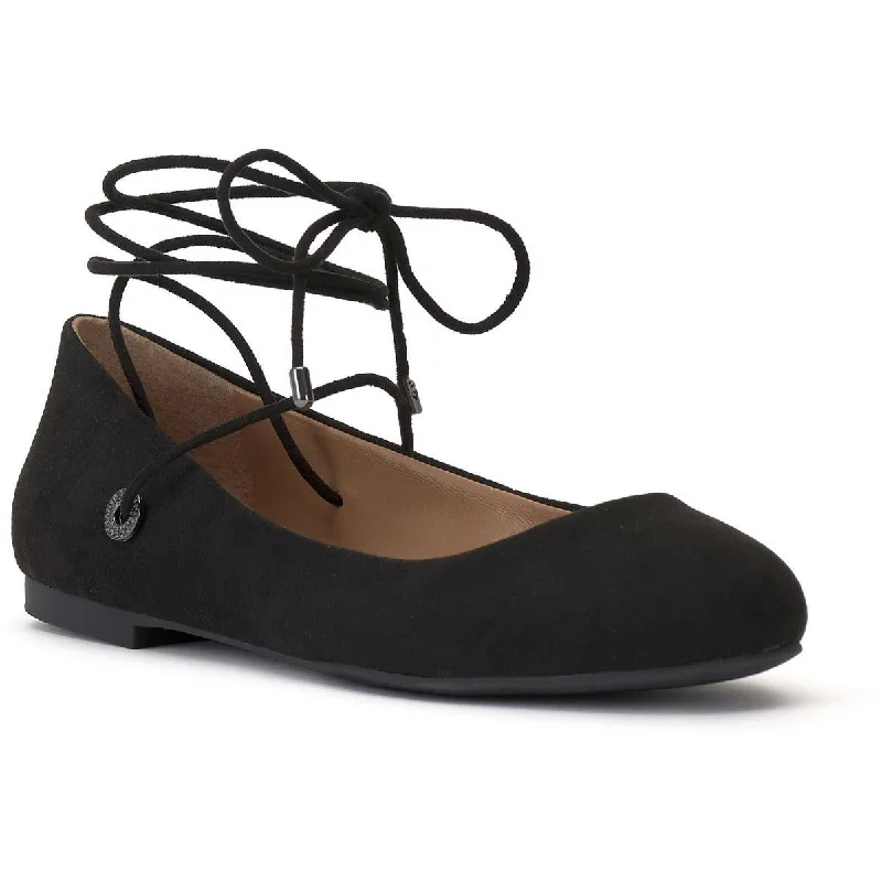 Flats with narrow design-Jessica Simpson Womens Bingley Faux Suede Lace Up Flats