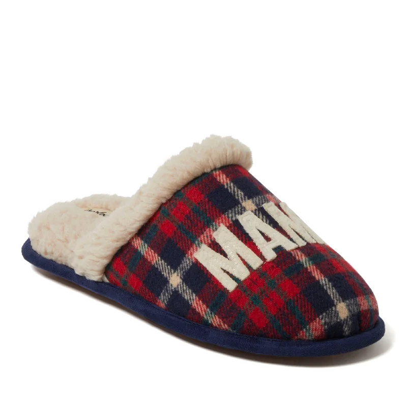 slippers for home gripDearfoams Women's Mama Bear Plaid Scuff Slipper