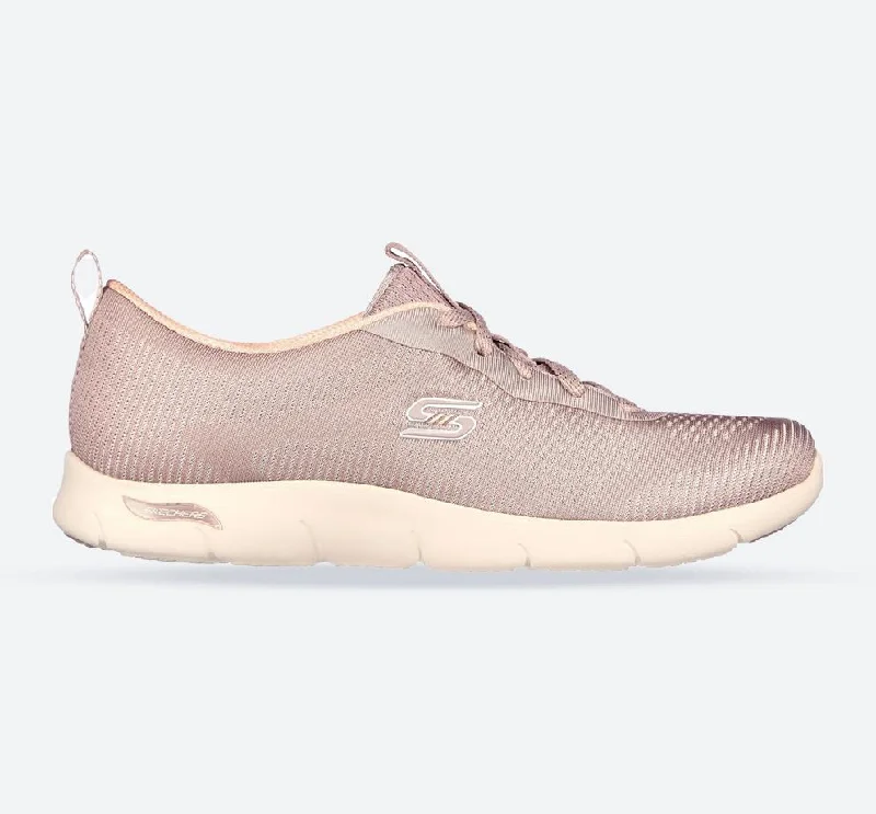 Athletic shoes with nature styleWomen's Wide Fit Skechers 104390 Arch Fit Refine Classy Doll Sneakers - Dark Taupe