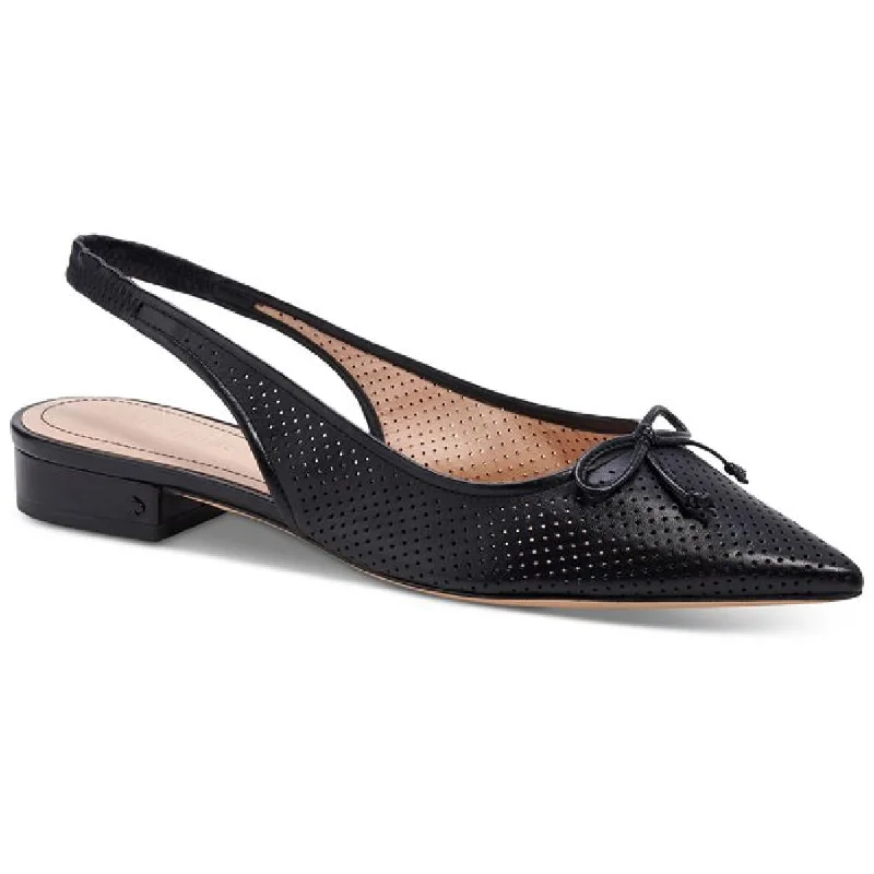 Flats with perforated style-Kate Spade New York Womens Veronica Leather Perforated Slingbacks