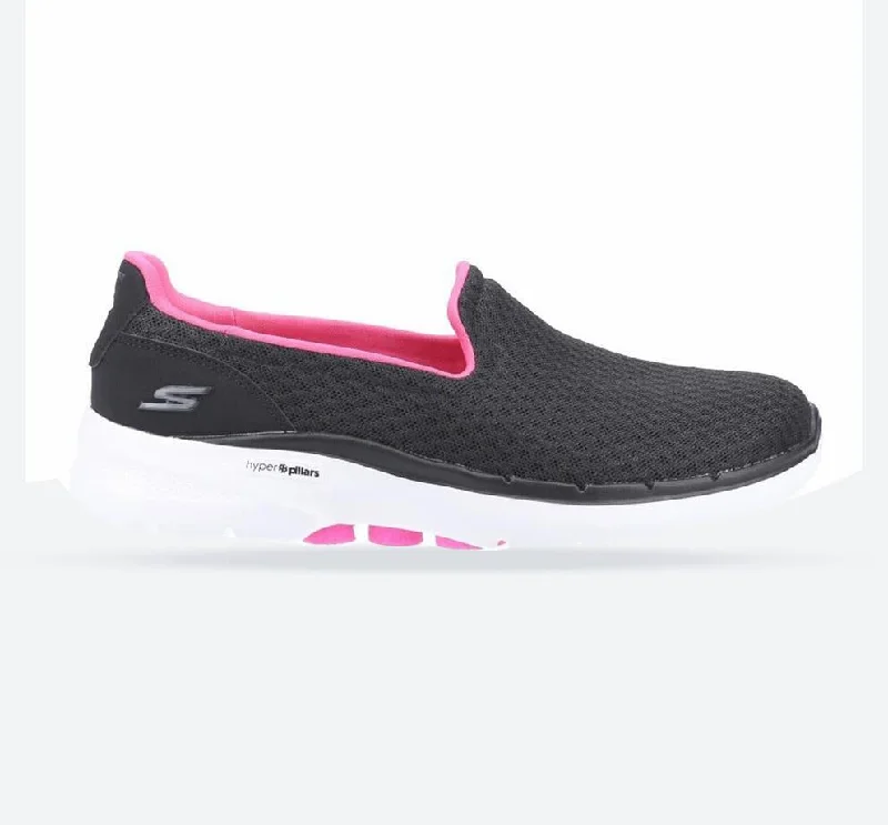 Athletic shoes for fisherman fitnessWomen's Wide Fit Skechers 124508 Go Walk 6 Big Splash Sneakers - Black/Hot Pink