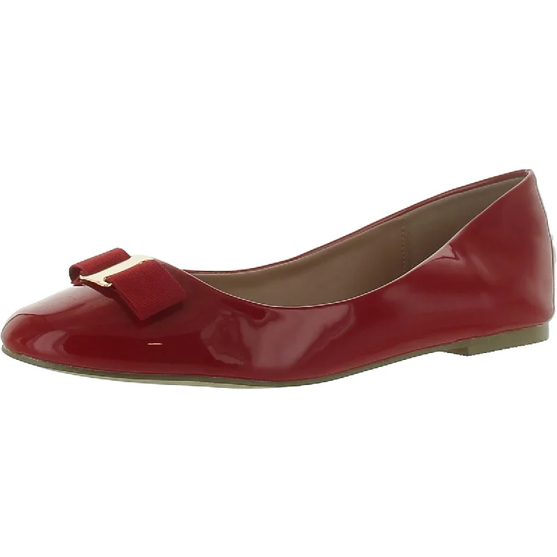 Flats with button feel-Journee Collection Womens Patent Slip On Ballet Flats