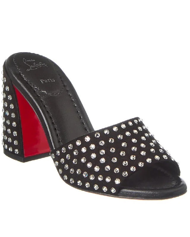 slippers with tough gripChristian Louboutin Jane Strass 85 Suede Mule