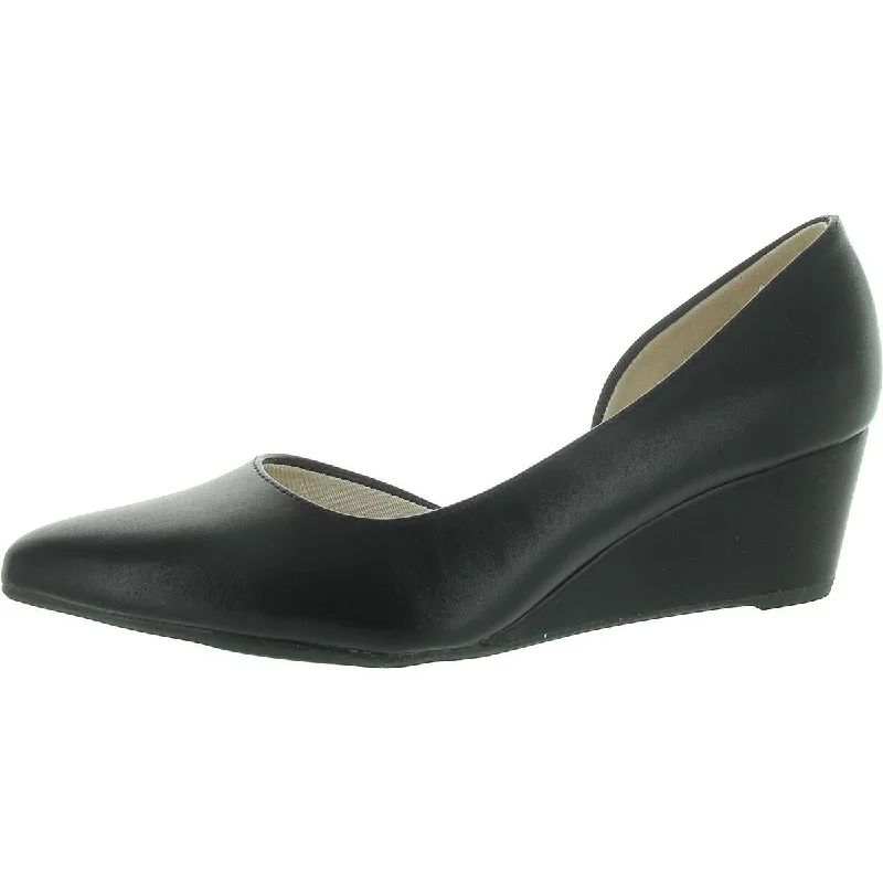 Womens Faux Leather Wedge D'Orsay Heels