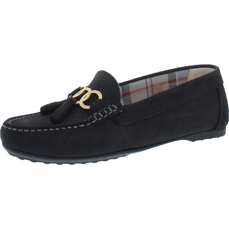 Flats with leather style-Barbour Womens Nadia Leather Slip-on Moccasins