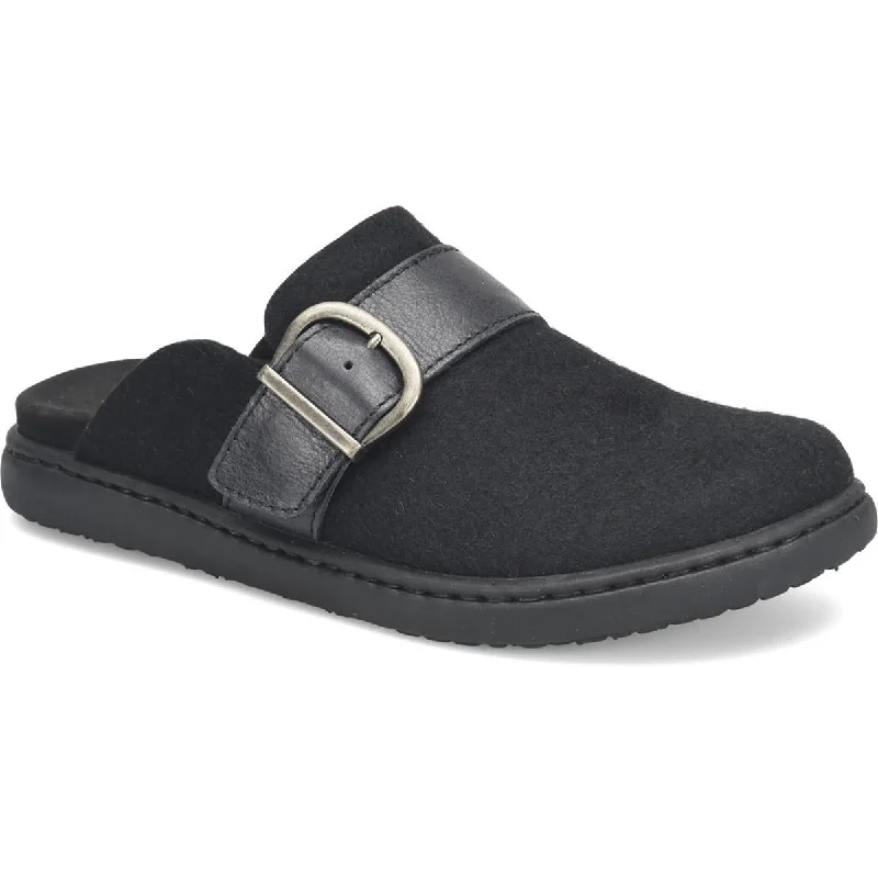 Flats with cushioned style-Born Womens Lia Leather Trim Wool Clogs