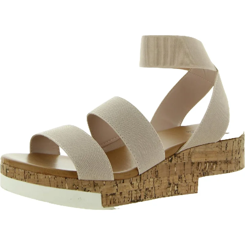 Sandals with reinforced heels-A.N.A. Womens Eliza Padded Insole Ankle Strap Wedge Sandals