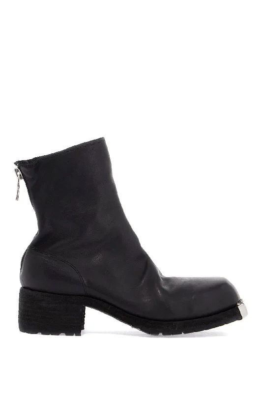 Guidi Black Horse Leather Boots With Side Zip And Metal Insert