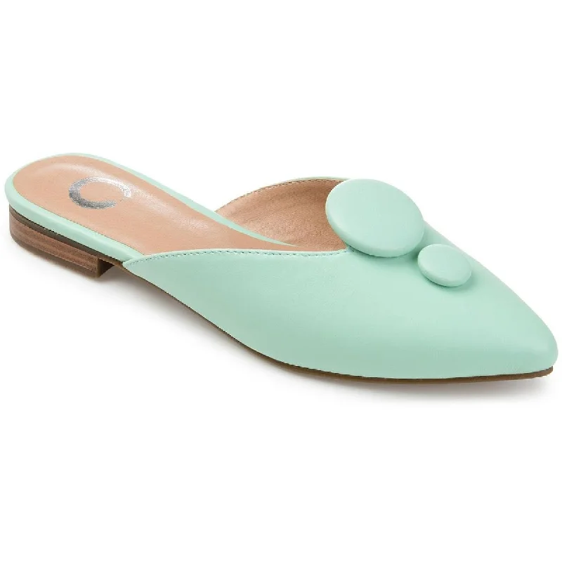 Flats with textured feel-Journee Collection Womens Mallorie Faux Leather Embellished Mules