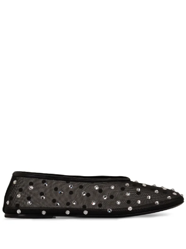 Flats for winter market-KHAITE Crystal-Embellished Mesh Ballet Flats