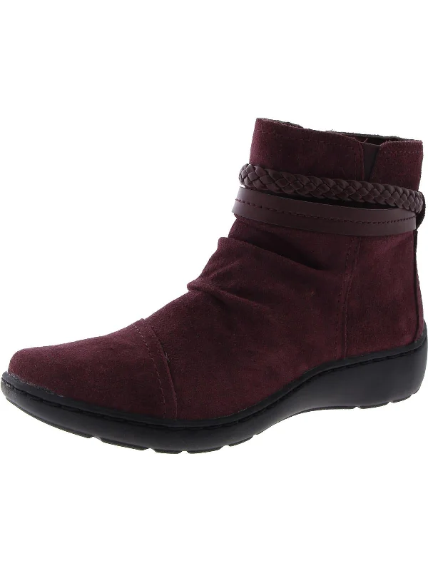 How to style ankle boots for parties-boots with mid calf height-CORA BRAIDBOOT Womens Suede Comfy Ankle Boots