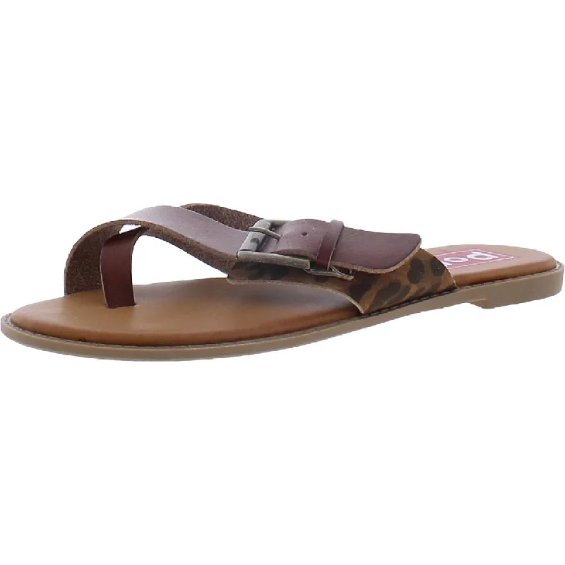 Sandals for seaside dinners-POP Womens Visit Thong Buckle Flat Sandals