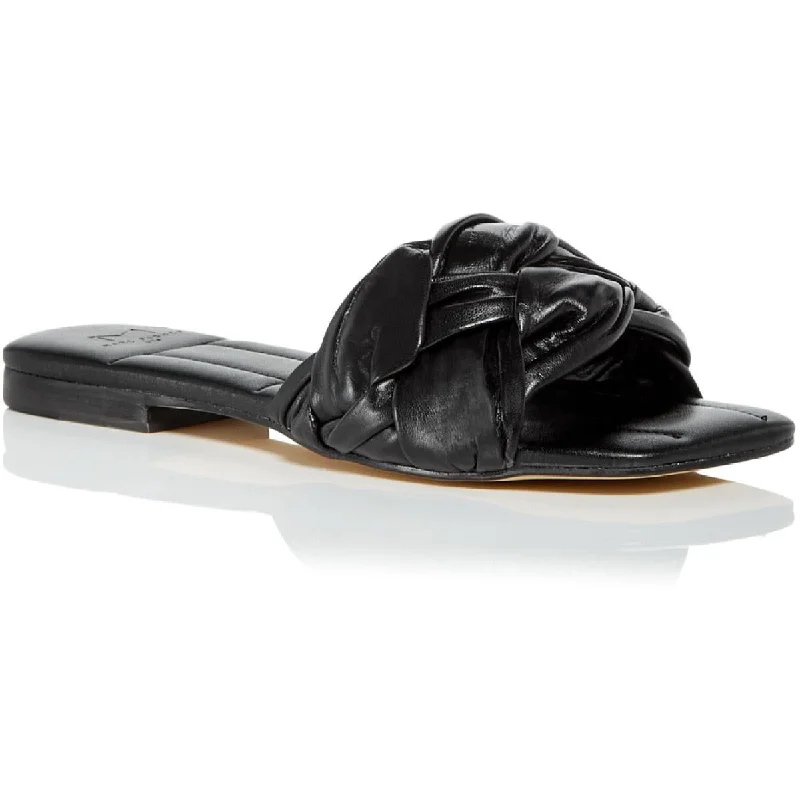 Sandals with rugged padding-Marc Fisher LTD Womens Miyuki Leather Square Toe Slide Sandals