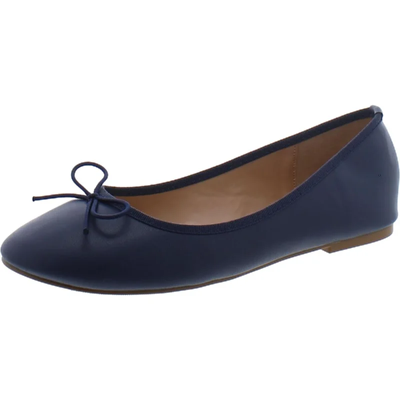 Flats with leather style-Journee Collection Womens Bow Faux Leather Ballet Flats