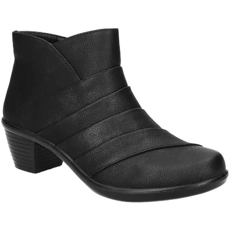 Can ankle boots be worn year-round-boots with easy cleaning-SONYA Womens Faux Leather Stacked Heel Ankle Boots