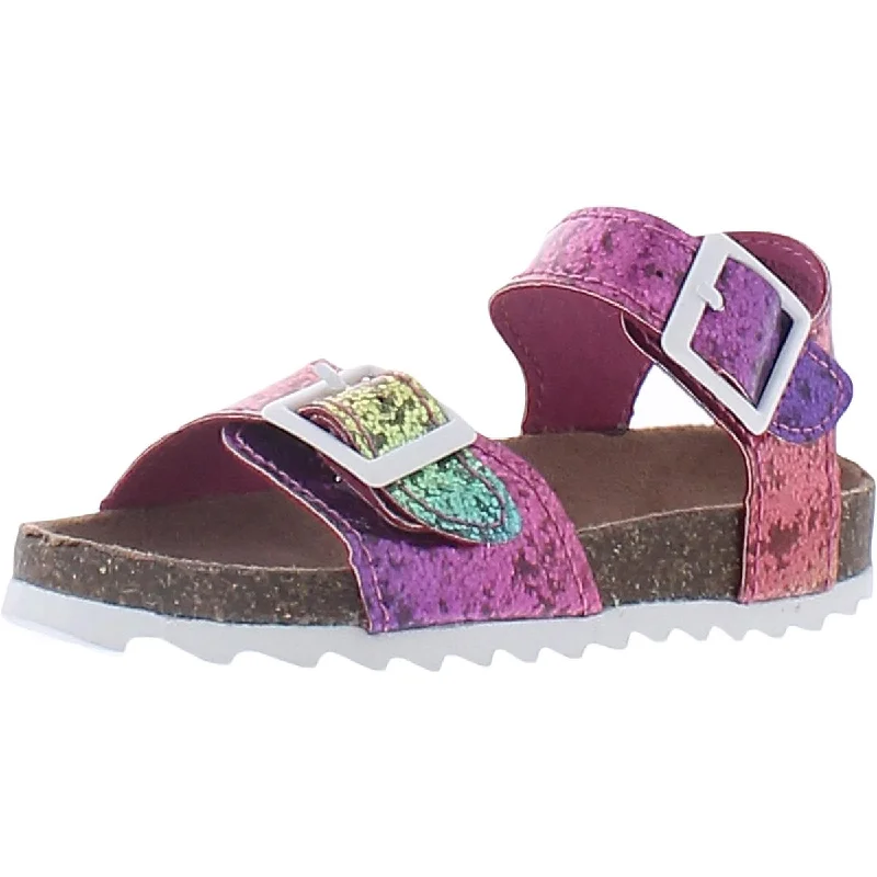 Sandals with airy mesh panels-Okie Dokie Girls Lil Nora Metallic Cork Footbed Sandals