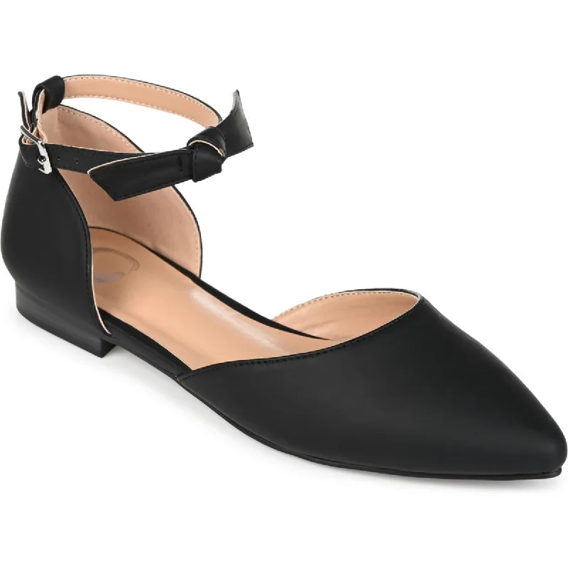 Flats with glitter design-Journee Collection Womens Vielo Faux Leather Pointed Toe D'Orsay