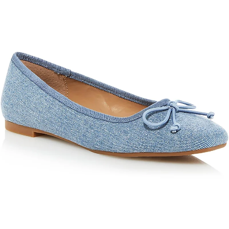 Flats with cap toe-Aqua Womens Glee Denim Flat Ballet Flats