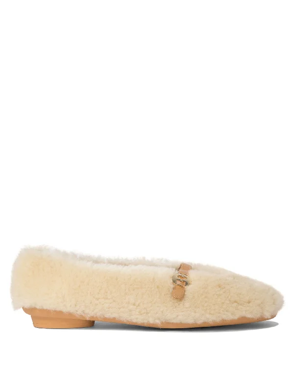 Flats for holiday party-Ferragamo Chic Shearling Ballet Flats with Oval Heel