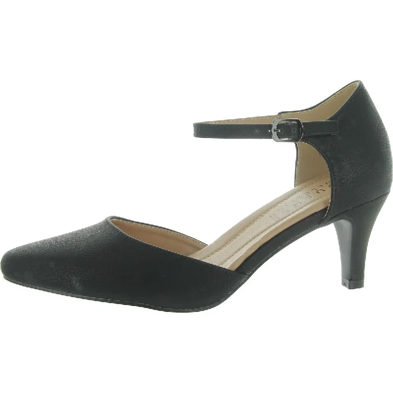 Womens Slip On Ankle Strap Mary Jane Heels