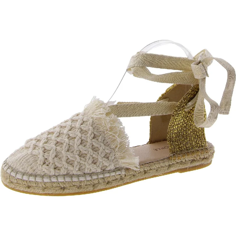 Flats for pregnant women-Free People Womens Vida Espadrille Wrap Metallic Padded Insole Lace Up Flats