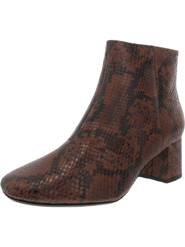 How to choose ankle boot materials-boots with adjustable laces-Sheer Flora 2 Womens Leather Snake Print Ankle Boots