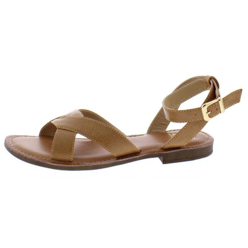 Sandals with adjustable straps-JANE AND THE SHOE Womens Ella Ankle Strap Strappy Flat Sandals