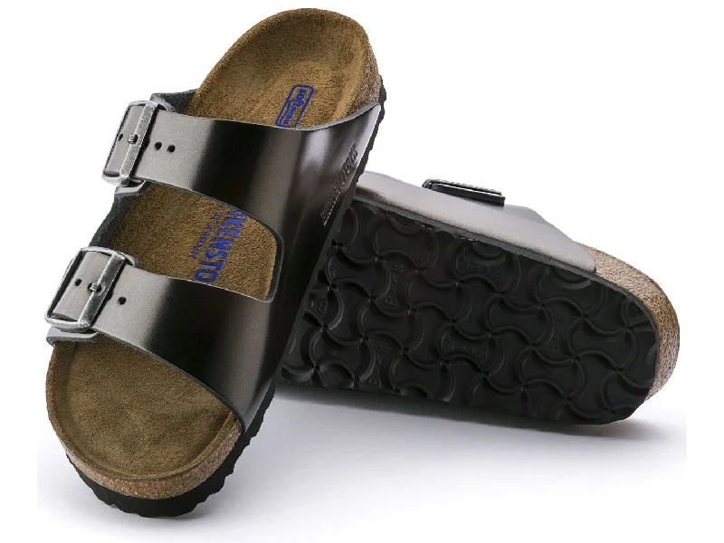 Sandals with modern wedge soles-Birkenstock: Arizona Anthracite SFB