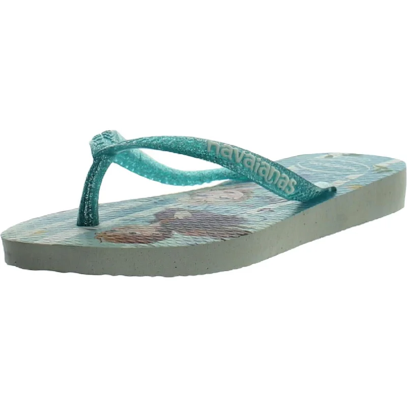 Sandals for summer markets-Havaianas Slim Girls Frozen 2 Printed Glitter Thong Sandals