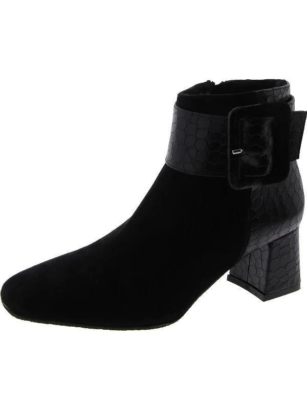 How to pair ankle boots with tops-boots with recycled leather-Womens Suede Square Toe Ankle Boots