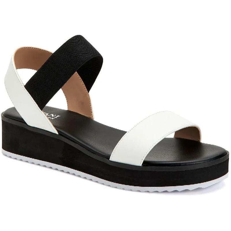 Sandals for relaxed picnics-Alfani Womens Lobbie Faux Leather Ankle Strap Wedge Sandals