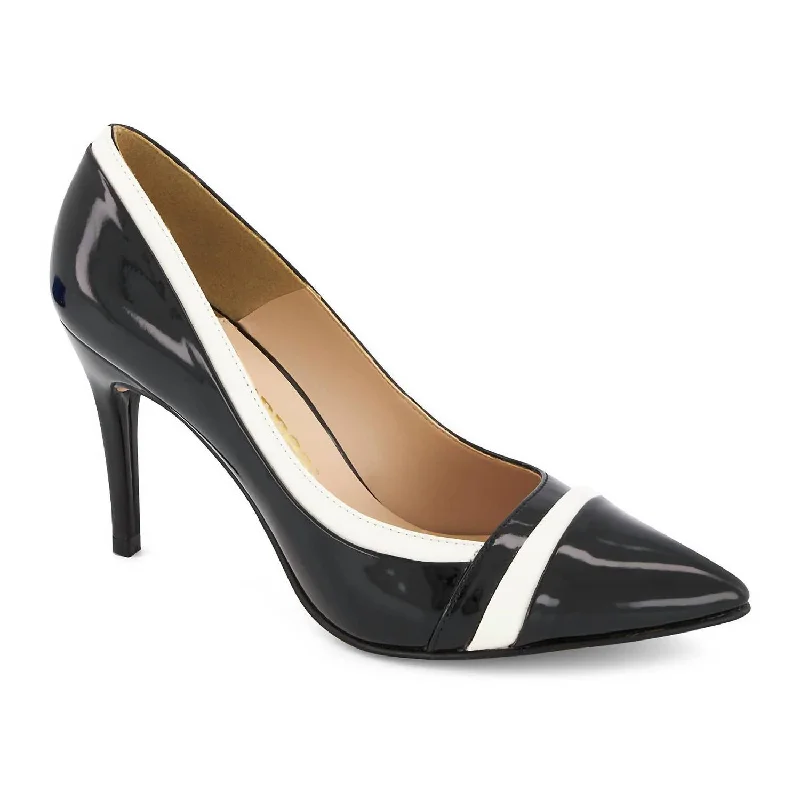 Women's Bicolor High Heels Pump In Black