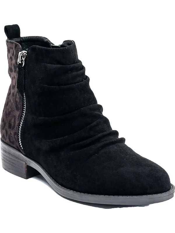 Do ankle boots match culottes-boots with textured sole-Nori Womens Faux Suede Zipper Ankle Boots