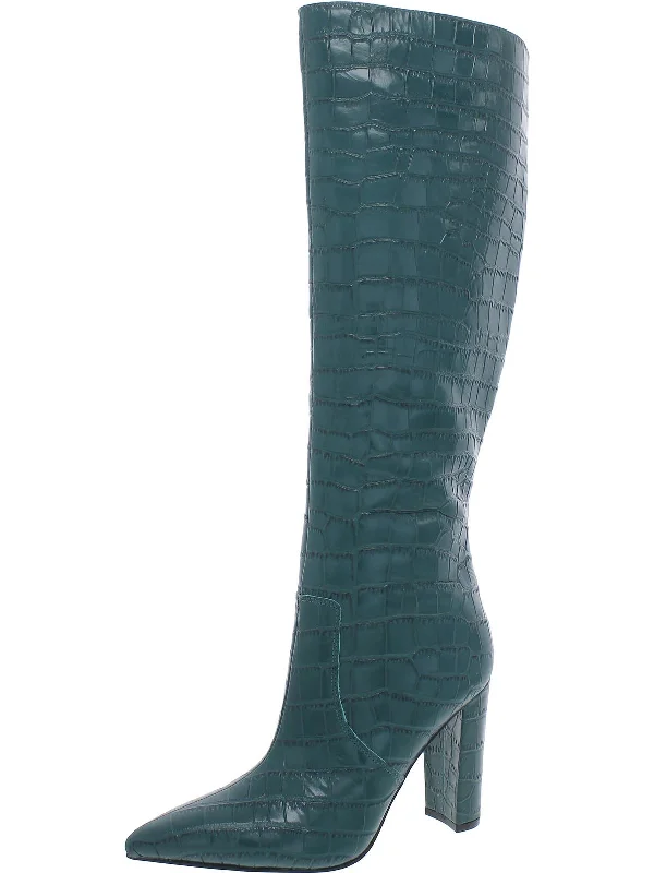 Giancarlo 2 Womens Leather Animal Print Knee-High Boots