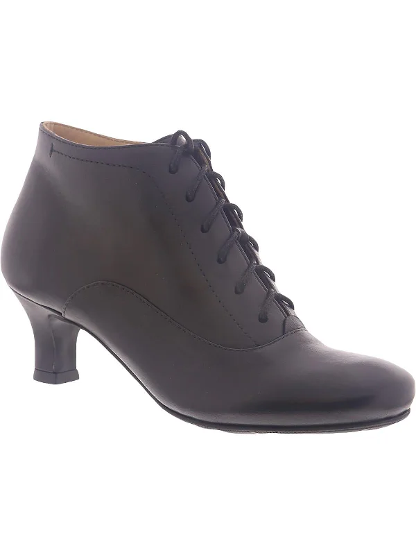 Sam Womens Leather Heeled Lace-Up Boot