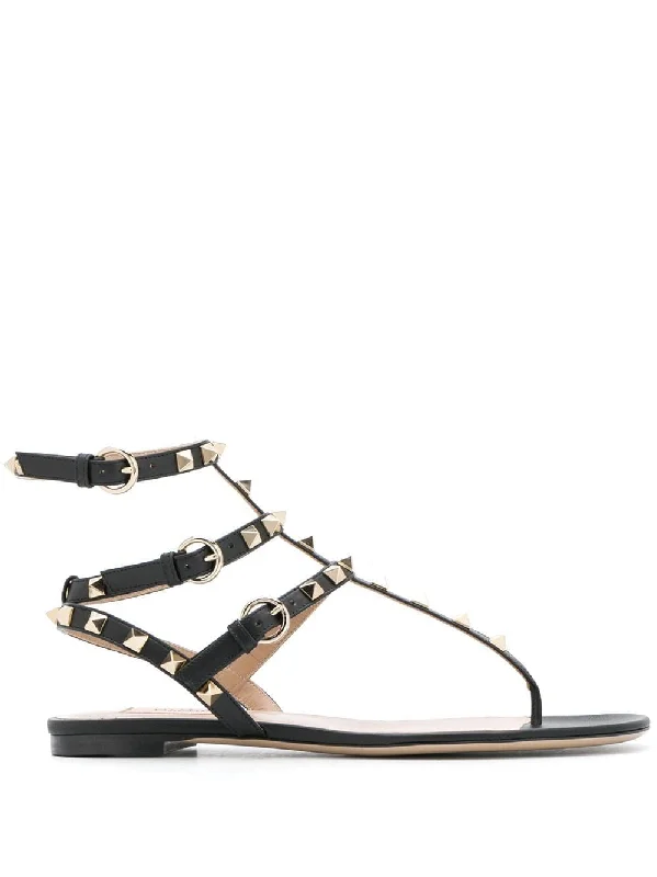 Sandals with durable heels-VALENTINO Rockstud Thong Sandals for Stylish Women