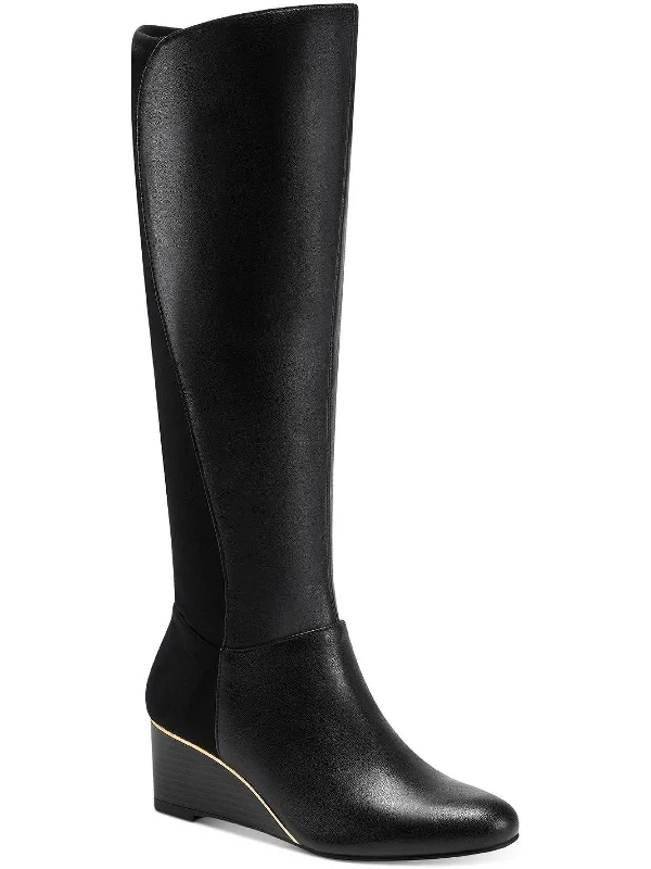 Beverly  Womens Leather Wedge Boots