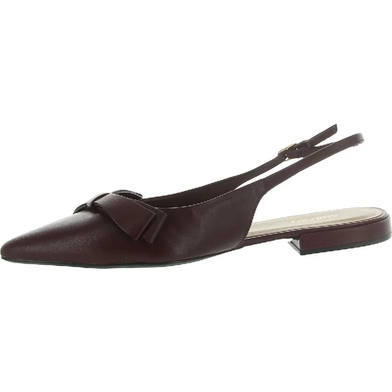 Flats with patent toe-Arezzo Womens Eliza Leather Buckle Ballet Flats