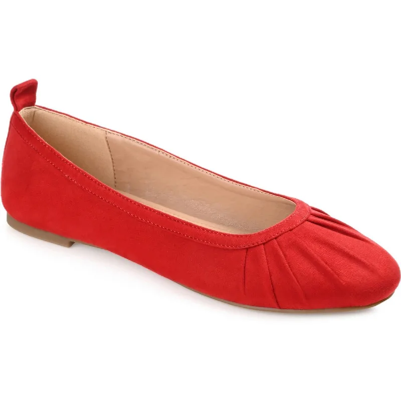 Flats with mesh design-Journee Collection Womens Tanya Faux Suede Slip-On Ballet Flats