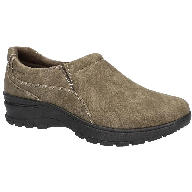 Flats with suede feel-Easy Works by Easy Street Womens Jayn Leather Slip On Clogs