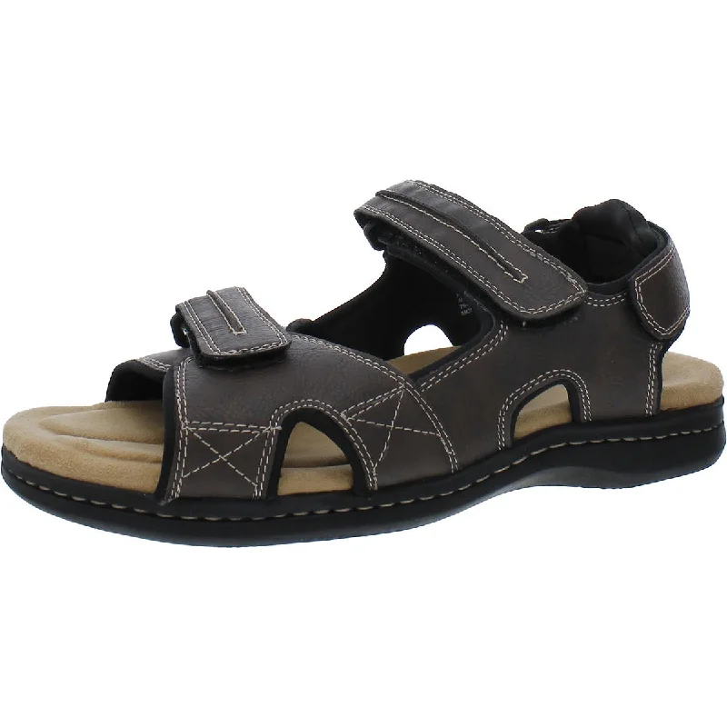 Sandals with trendy woven heels-Dockers Mens Faux Leather Adjustable Sport Sandals