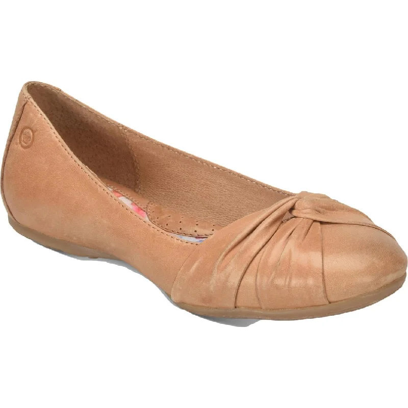 Flats with suede style-Born Womens Lilly Leather Knot-Front Ballet Flats